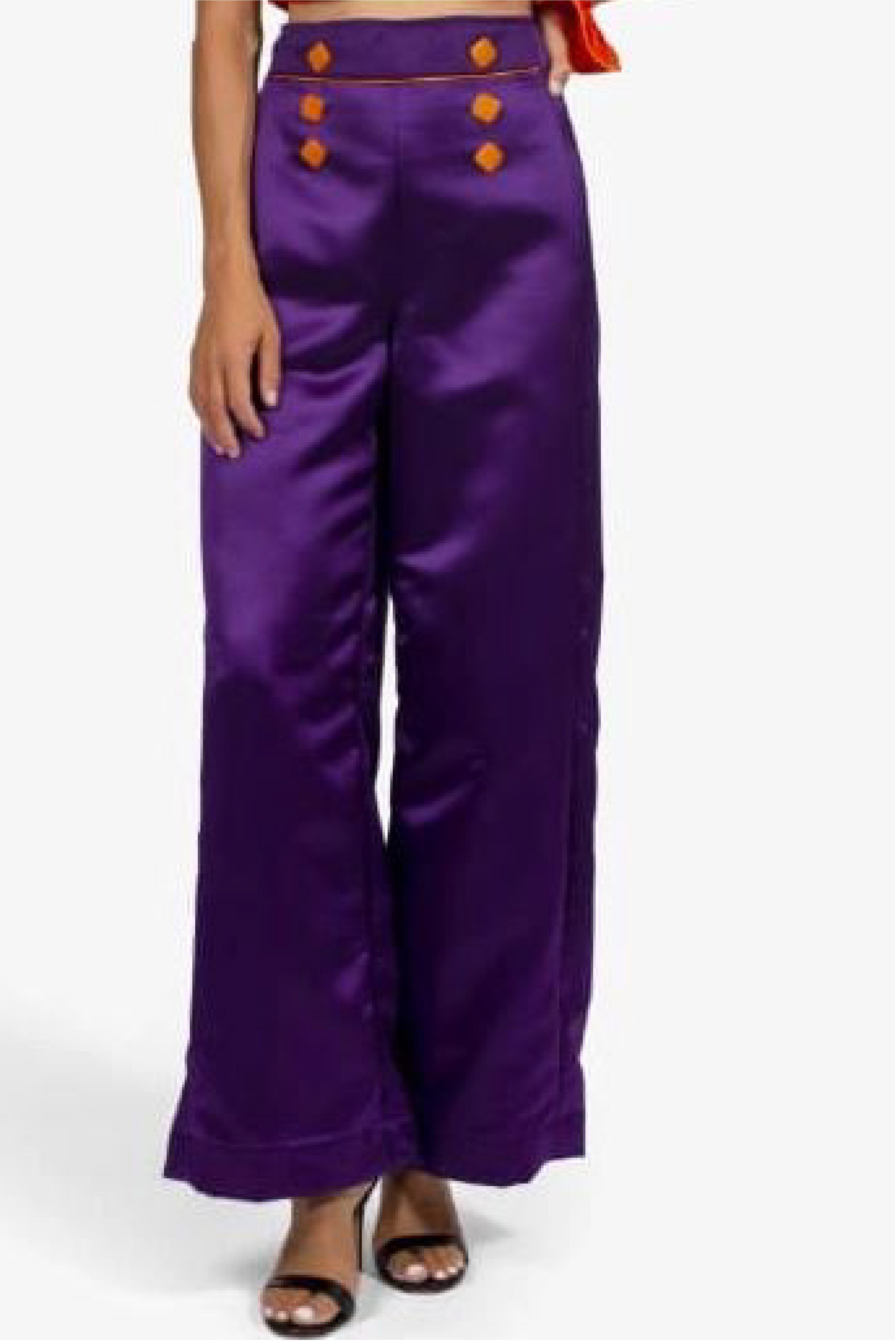 Pantalon pont Yvette Violet Satin